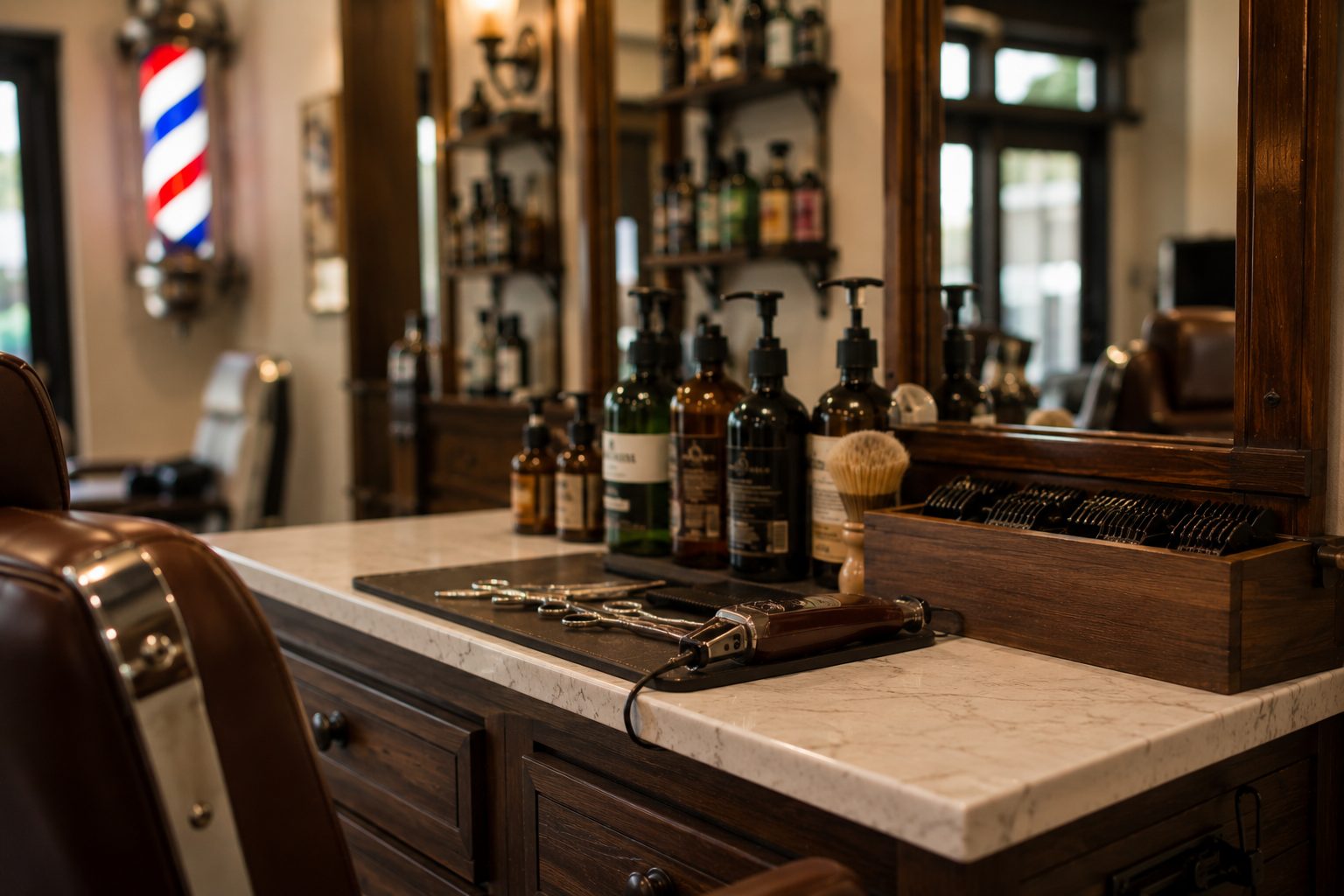 Research-driven barber shop and hair salon interior